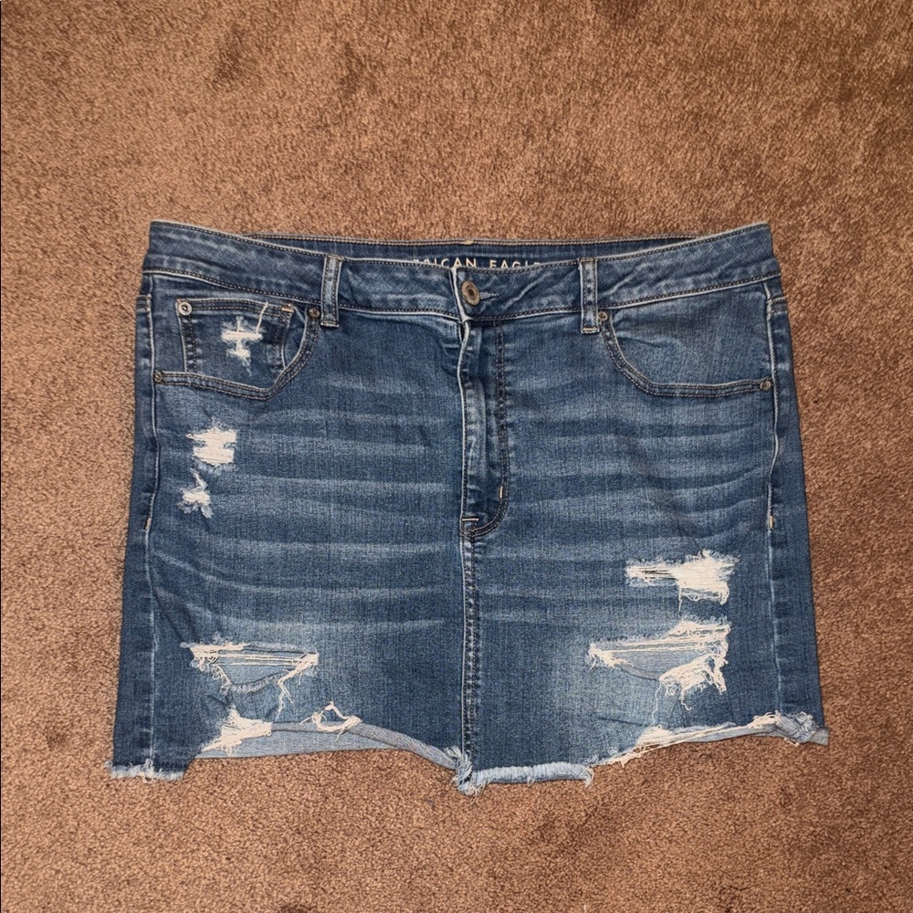 American Eagle Outfitters Blue Distressed Mini Skirt